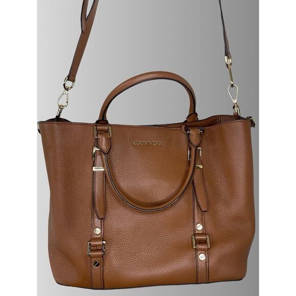 Michael Kors BEDFORD LEGACY MEDIUM CONVERTIBLE SATCHEL Luggage Pebbled Leather - Picture 1 of 5